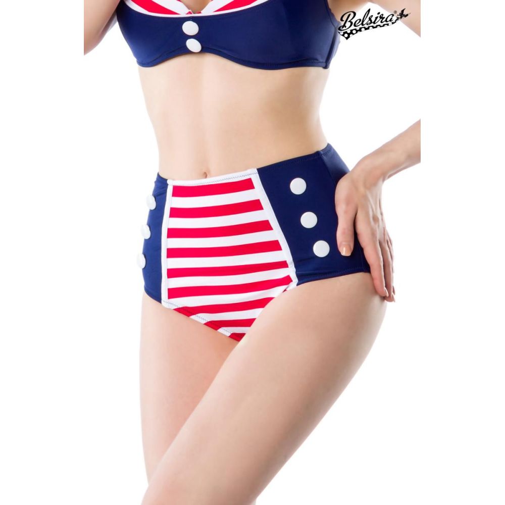 Belsira - Vintage Bikinihose - 2XL - Blau/Rot